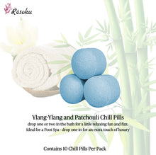 Load image into Gallery viewer, Ylang Ylang and Patchouli Chill Pills (Mini Bath Bombs) - 1 x Bag of 10