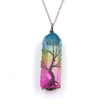 Load image into Gallery viewer, Tree of Life Rough Stone Rainbow Pendant
