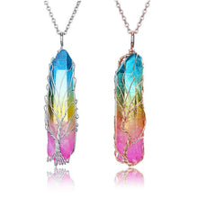 Load image into Gallery viewer, Tree of Life Rough Stone Rainbow Pendant