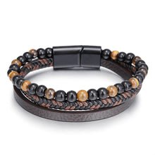 Load image into Gallery viewer, Natural volcanic tiger eye stone men's bracelet