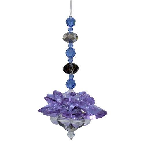 Glass Hanging Crystal 7 Chakra Beads Lotus Flower Purple