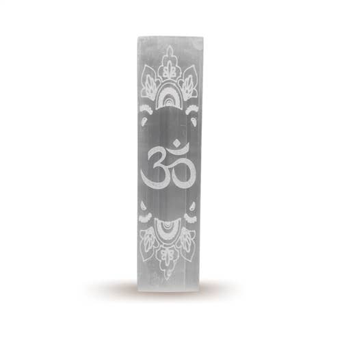 Selenite Incense Holder Om 15cm