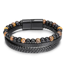 Load image into Gallery viewer, Natural volcanic tiger eye stone men&#39;s bracelet
