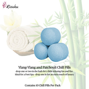 Ylang Ylang and Patchouli Chill Pills (Mini Bath Bombs) - 1 x Bag of 10